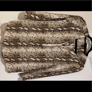Snake print zip up blouse